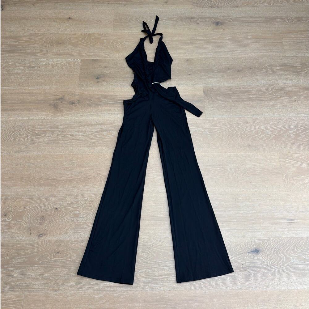 Outcast Jumpsuit Halter Neck Cut Outs Rinna Size XL Black